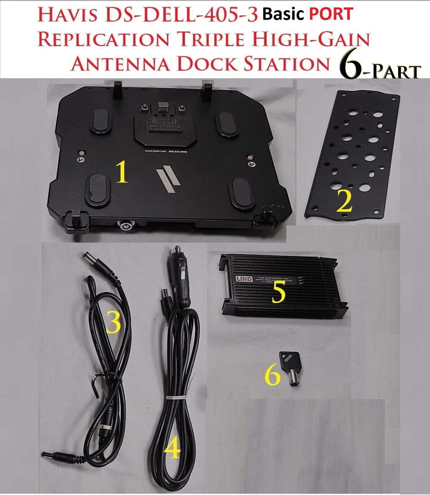 Havis DS-DELL-405-3 Basic Port Replication Triple High-Gain Antenna Dock Station