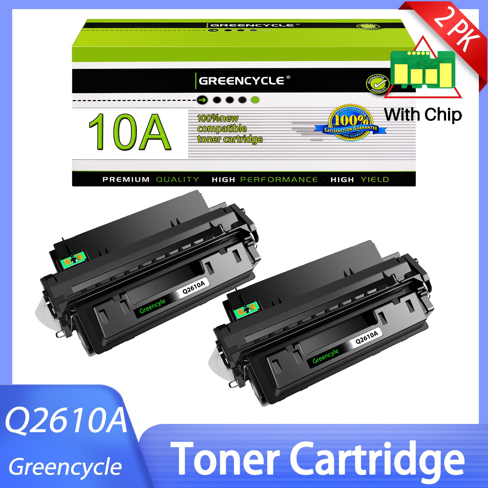 2PK Q2610A 10A Toner Cartridge Compatible For HP Laserjet 2300DTN 2300DN 2300D
