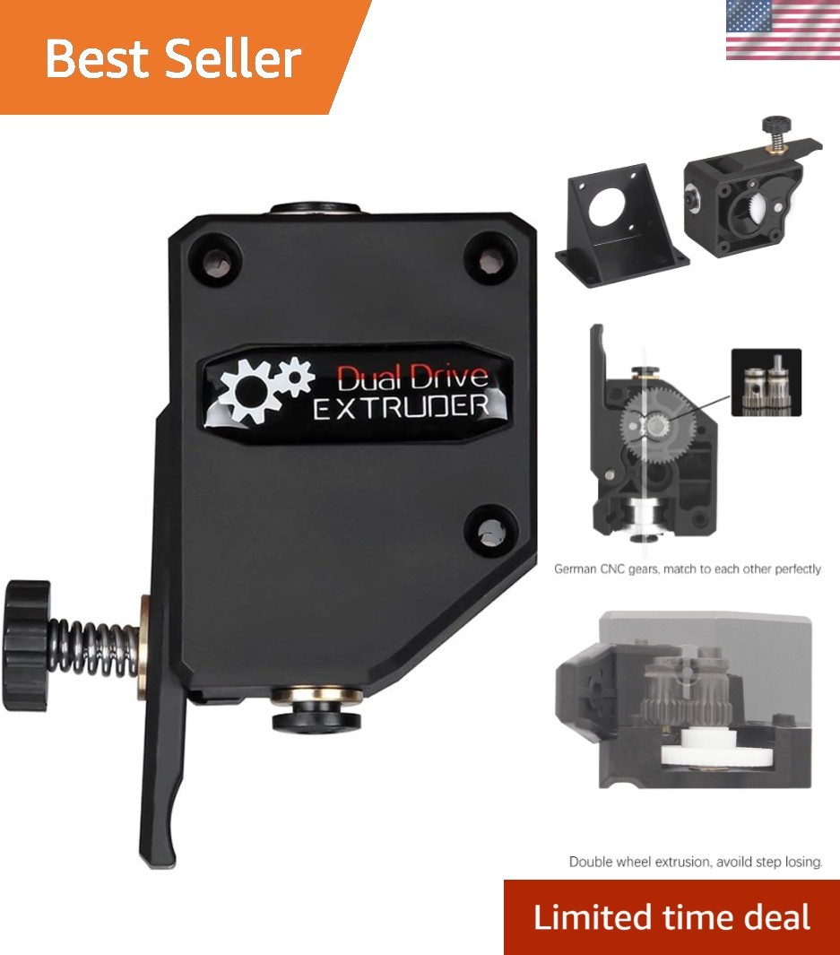 3D Printer Extruder Bowden Dual Gear Drive Black