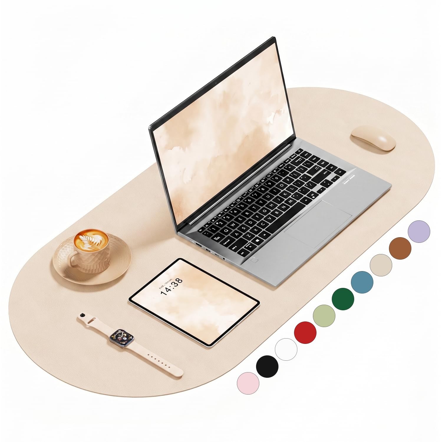 Niniubye Desk Mat, 31.5" x 15" Oval PU Leather Non-Slip Desk Pad Large Mouse ...