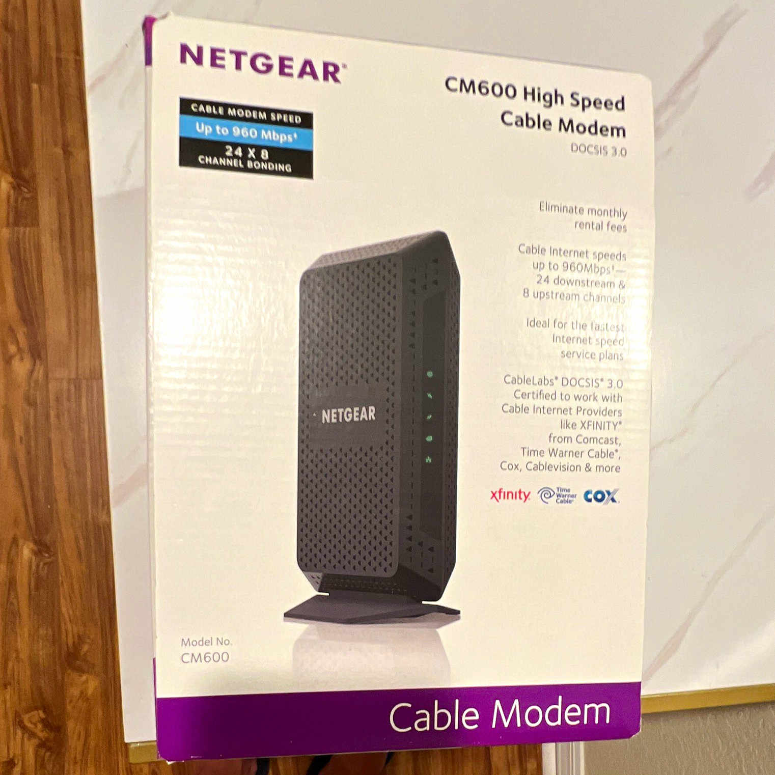 NETGEAR CM600 DOCSIS 3.0 Cable Modem 960 Mbps IPv6 Black 1x Ethernet