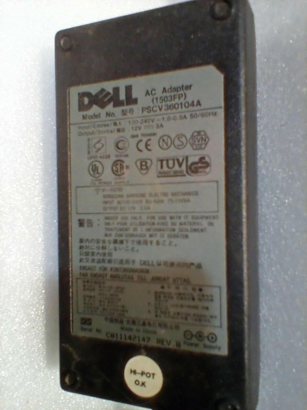 Dell PSCV360104A 12v DC 3a AC Adapter