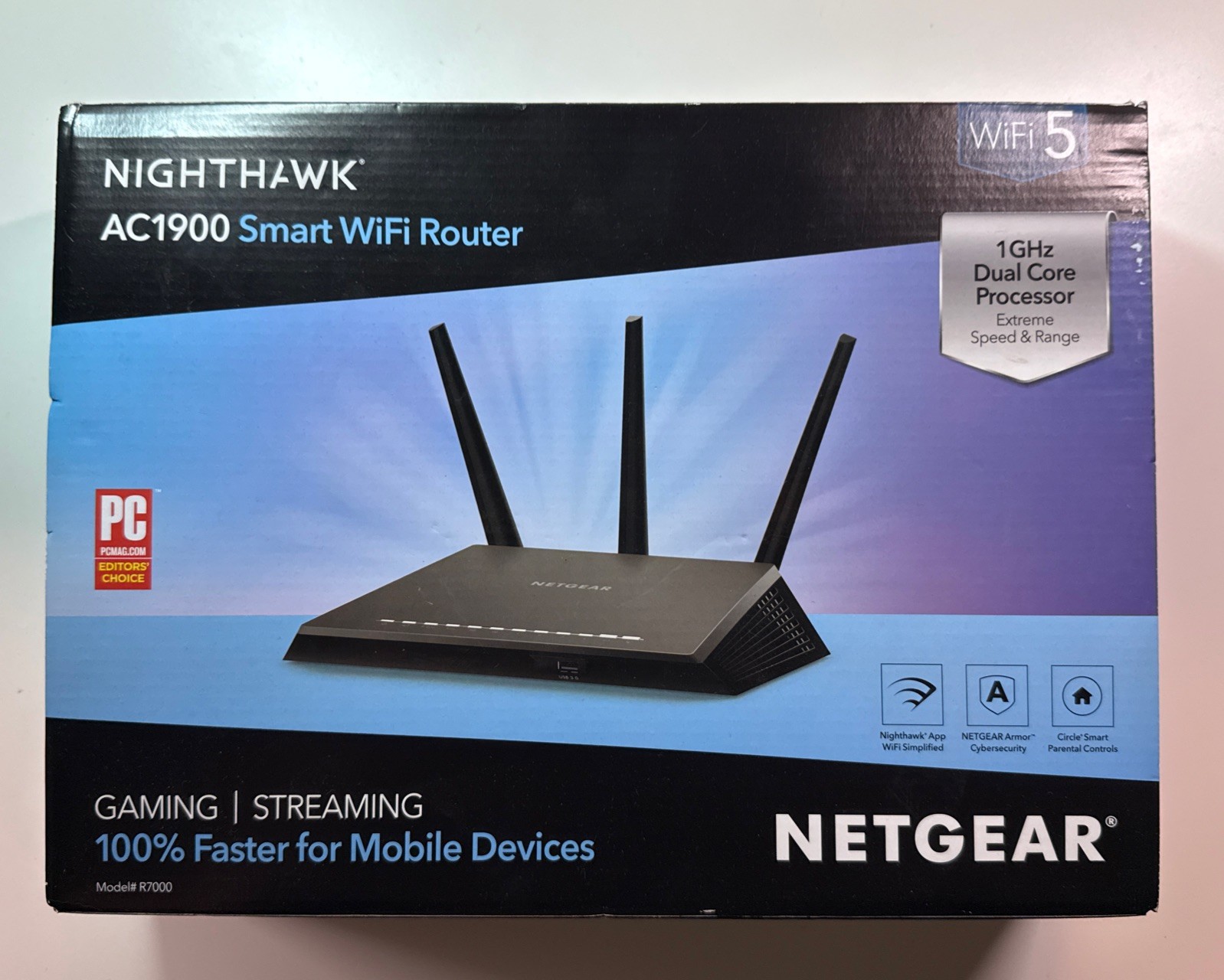 NETGEAR Nighthawk R7000 AC1900 Smart Dual-Band Gigabit WiFi Router Boxed CIB