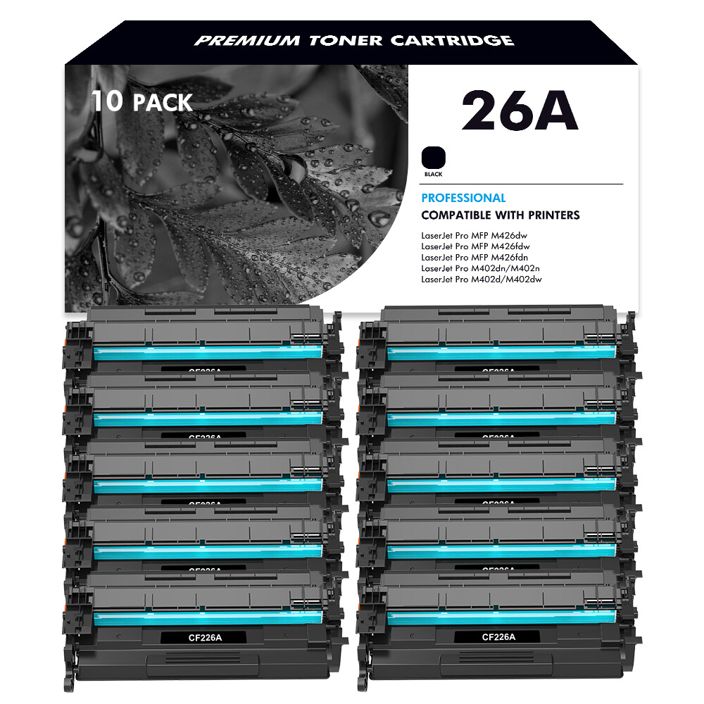 10x CF226A Toner Cartridge W/Chip For HP 26A Laserjet Pro M402dw M426fdw