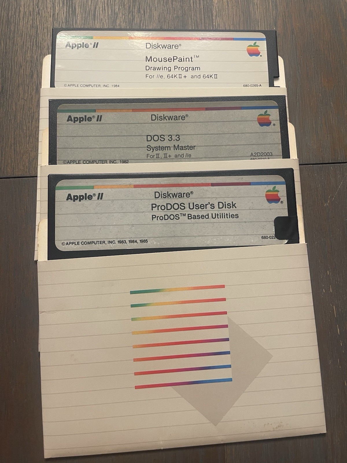 Apple II Diskware Floppy Disks: MousePaint, DOS 3.3 System Master, ProDOS Disk