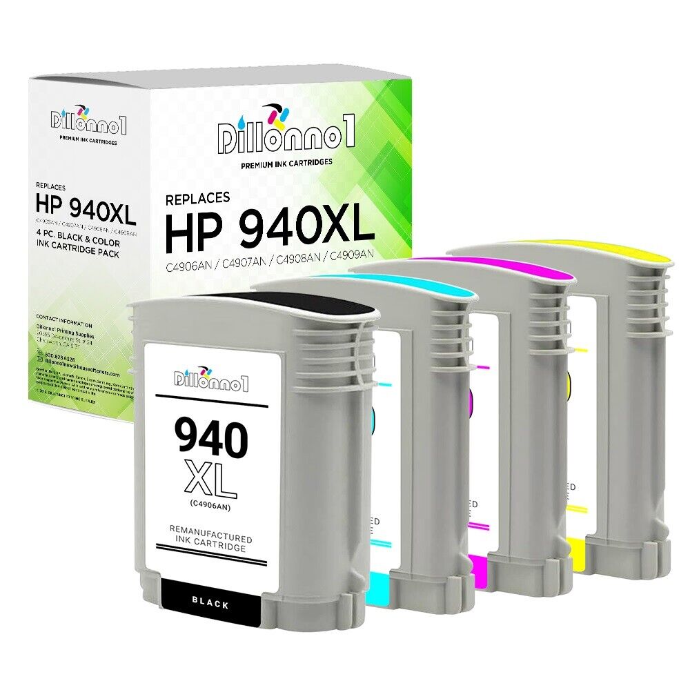4PK For HP 940XL C4906A C4907A C4908A C4909A For OfficeJet Pro w/ NEW CHIP