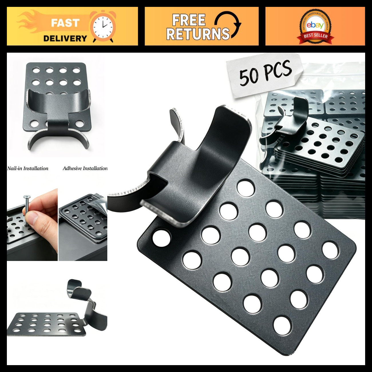50 Pack Roof Clips for De-Icing Cable, Aluminum Heat Tape Clips, Outdoor Gutter