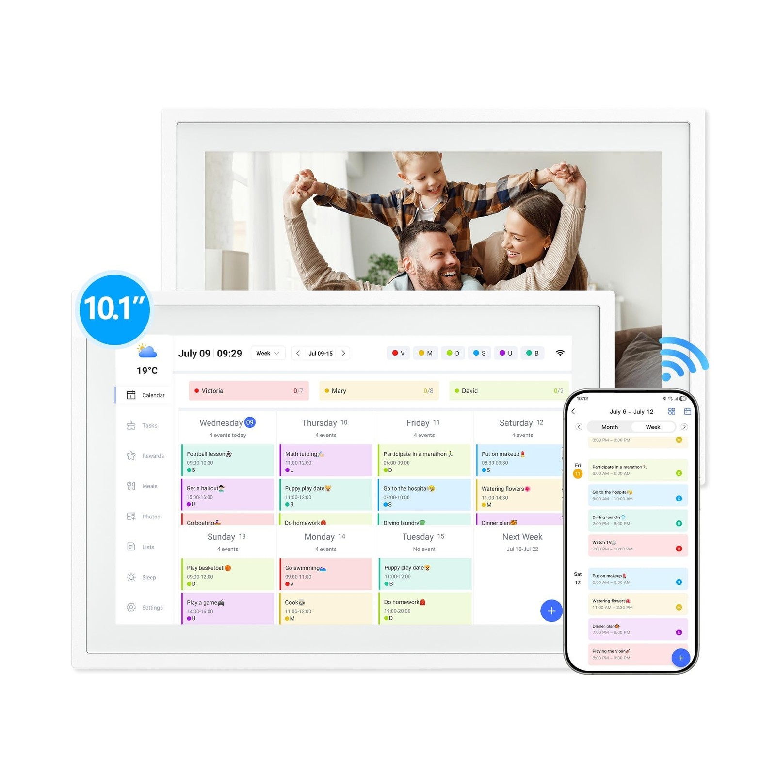 Digital Calendar,10.1 Inch Planner Electronic Calendar&Chore Chart,Smart Cale...