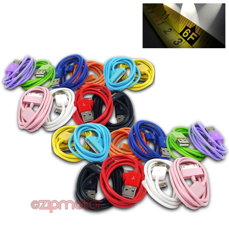 20X 6FT 30PIN USB SYNC DATA POWER CHARGER CABLE CORD IPHONE IPOD TOUCH NANO IPAD