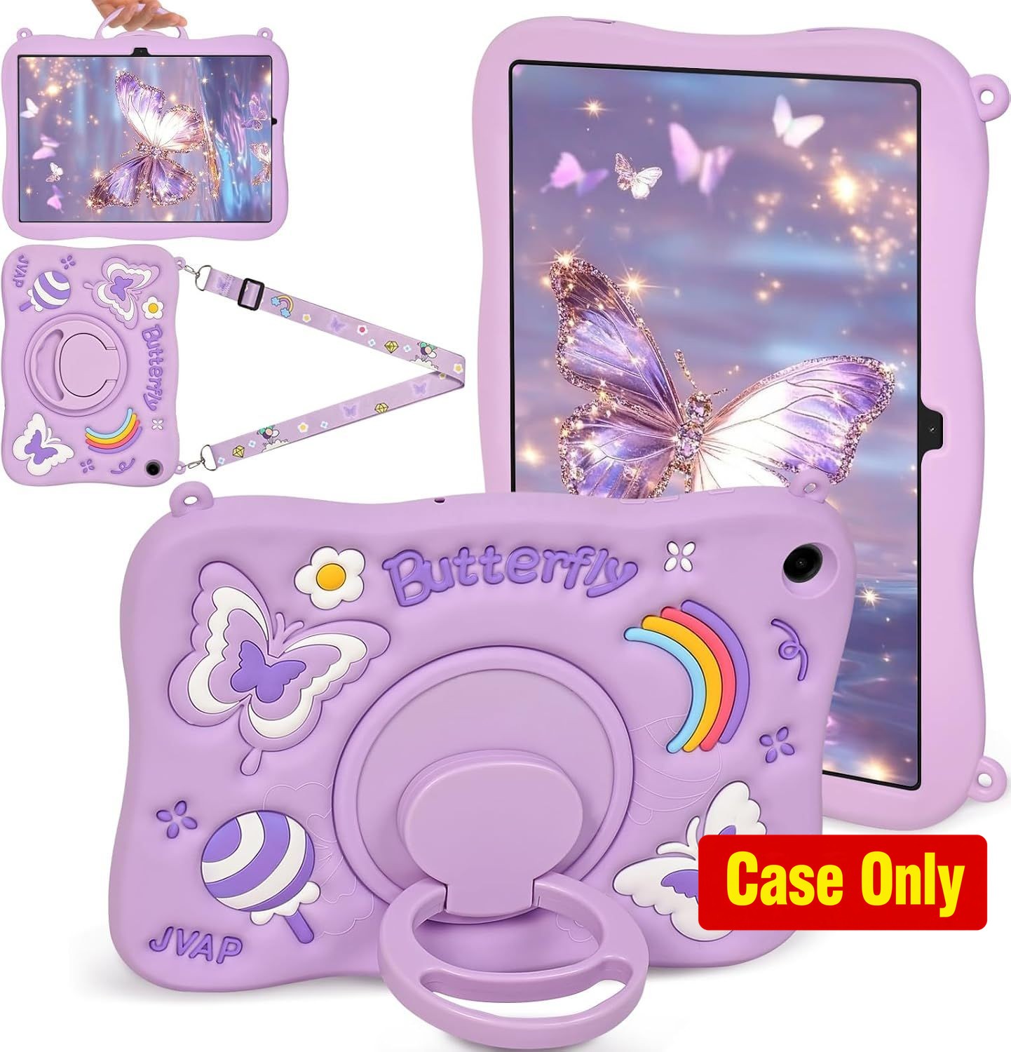 Case for Samsung Galaxy Tab A11+ 11 Inch Cute Butterfly 3D Rotating Handle Stand