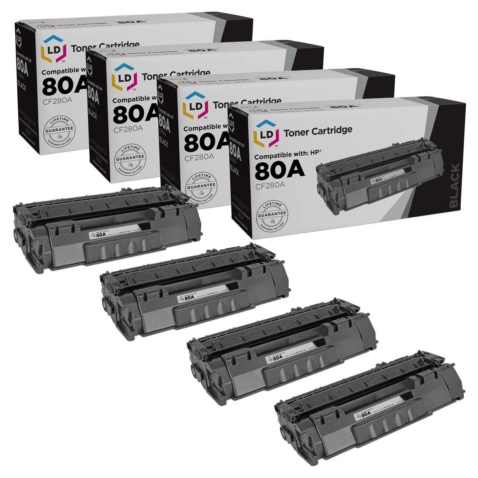LD Products 4PK Replacement for HP 80A Toner Cartridge CF280A 80X CF280X SY