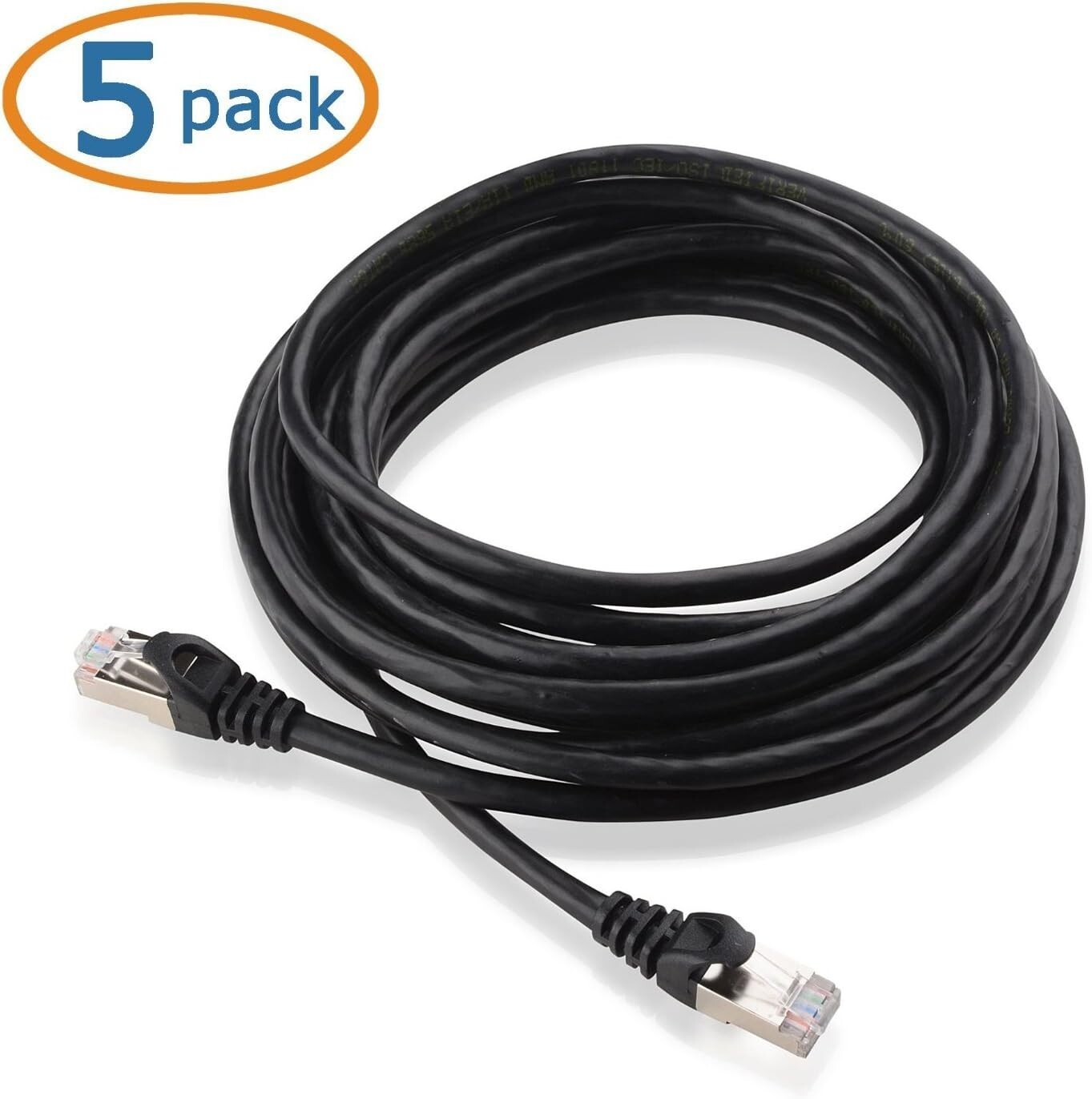 Cable Matters 10Gbps 5-Pack Snagless Short Cat 6 Ethernet Cable - 3Ft, Cat 6 Cab