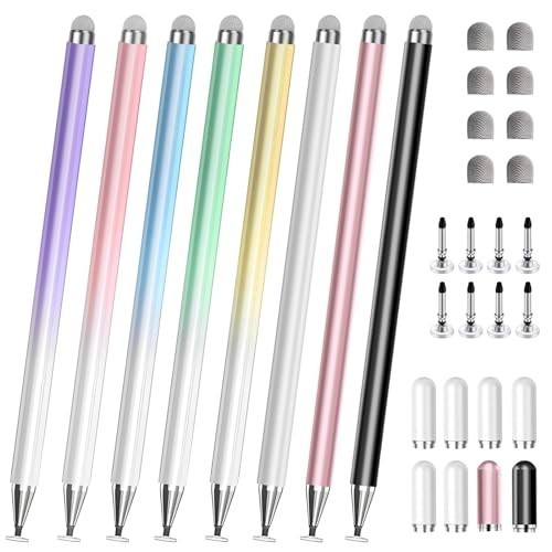 Stylus Pen 8 Pack for Touchscreen Devices, 2-in-1 Drawing Stylus