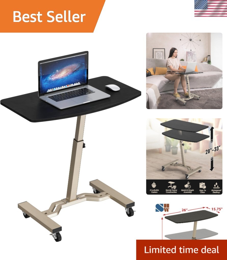 Versatile Mobile Laptop Rolling Cart with Adjustable Height & Wider Desktop