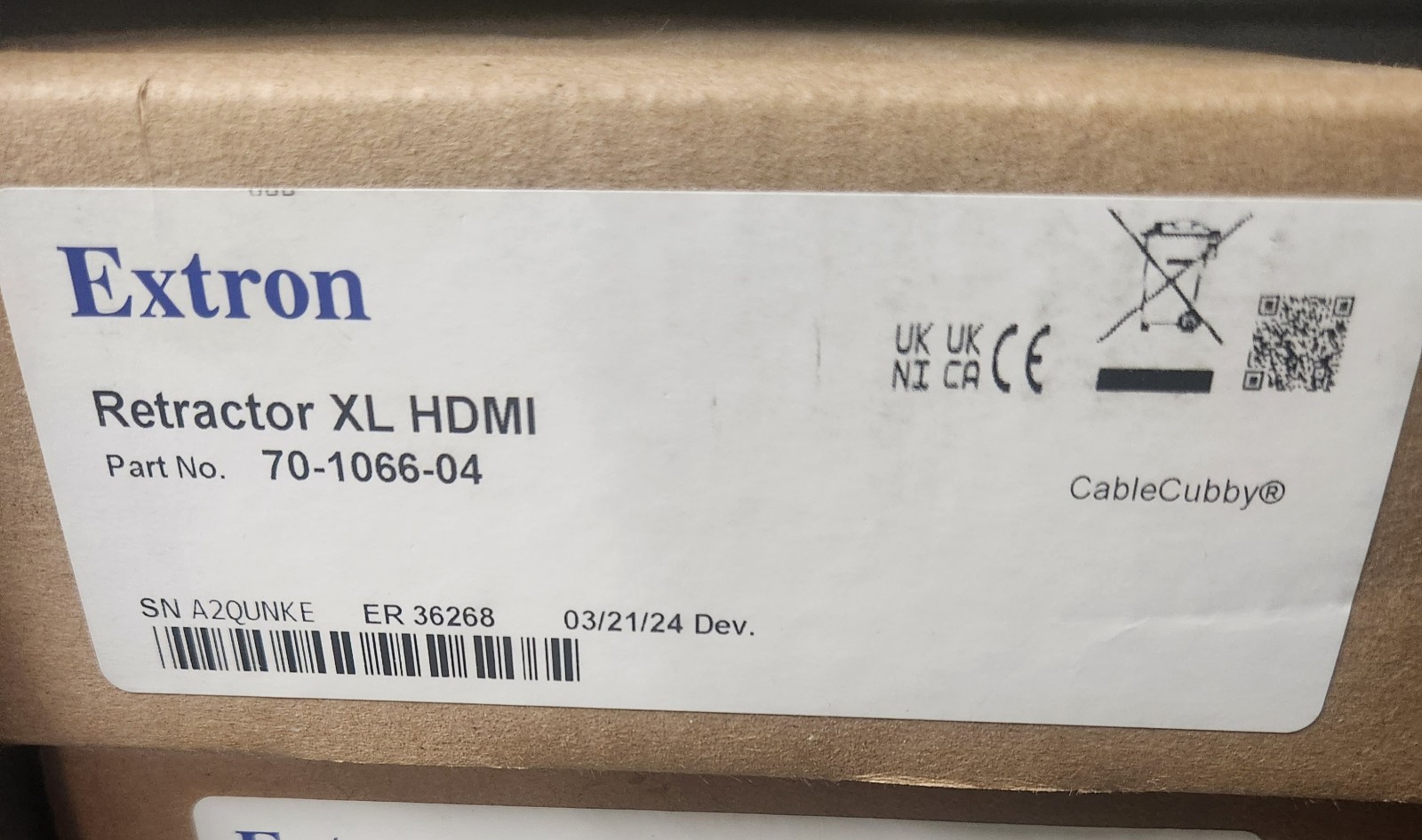 Extron Retractor XL  Series /2 HDMI Cable Retraction System 70-1066-04