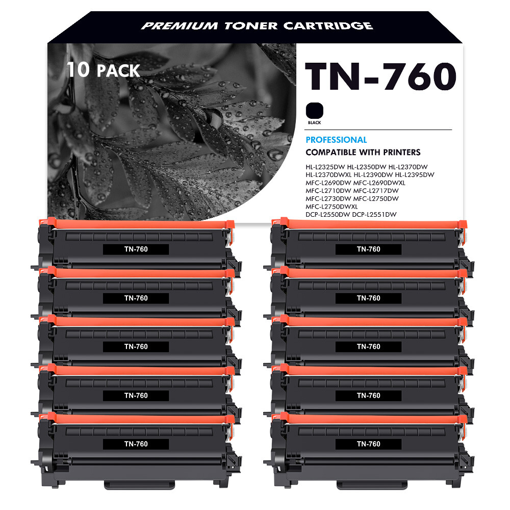 10PK TN760 Toner Cartridge For Brother TN730 MFC-L2710DW L2550DW HL-L2350DW