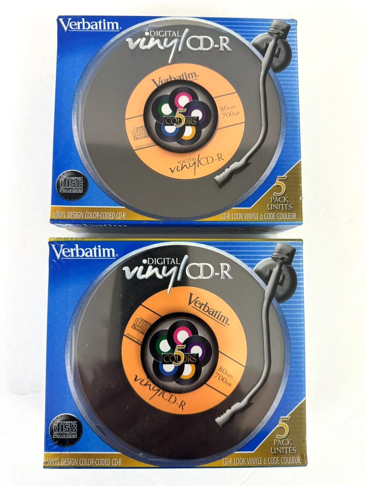 Lot of 2 - Verbatim Digital Vinyl CD-R  5 Pack 80 min 700MB