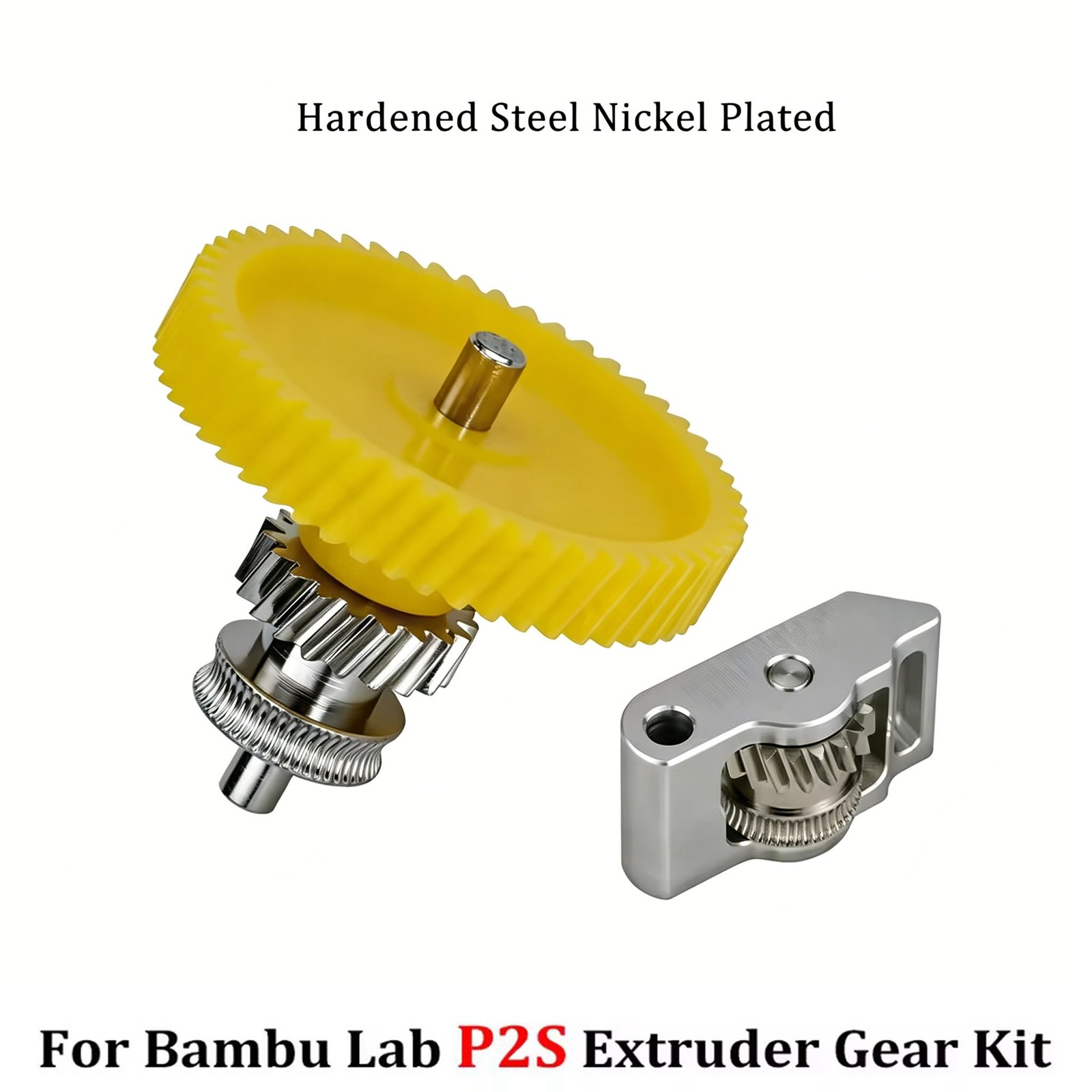 For Bambu Lab P2S Extruder Gear Nickel Plated DLC Coating Hardened Steel Gear