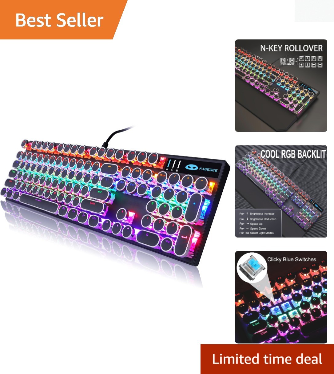 104-Key RGB Backlit Mechanical Keyboard: Retro Punk for Windows/Mac/Linux