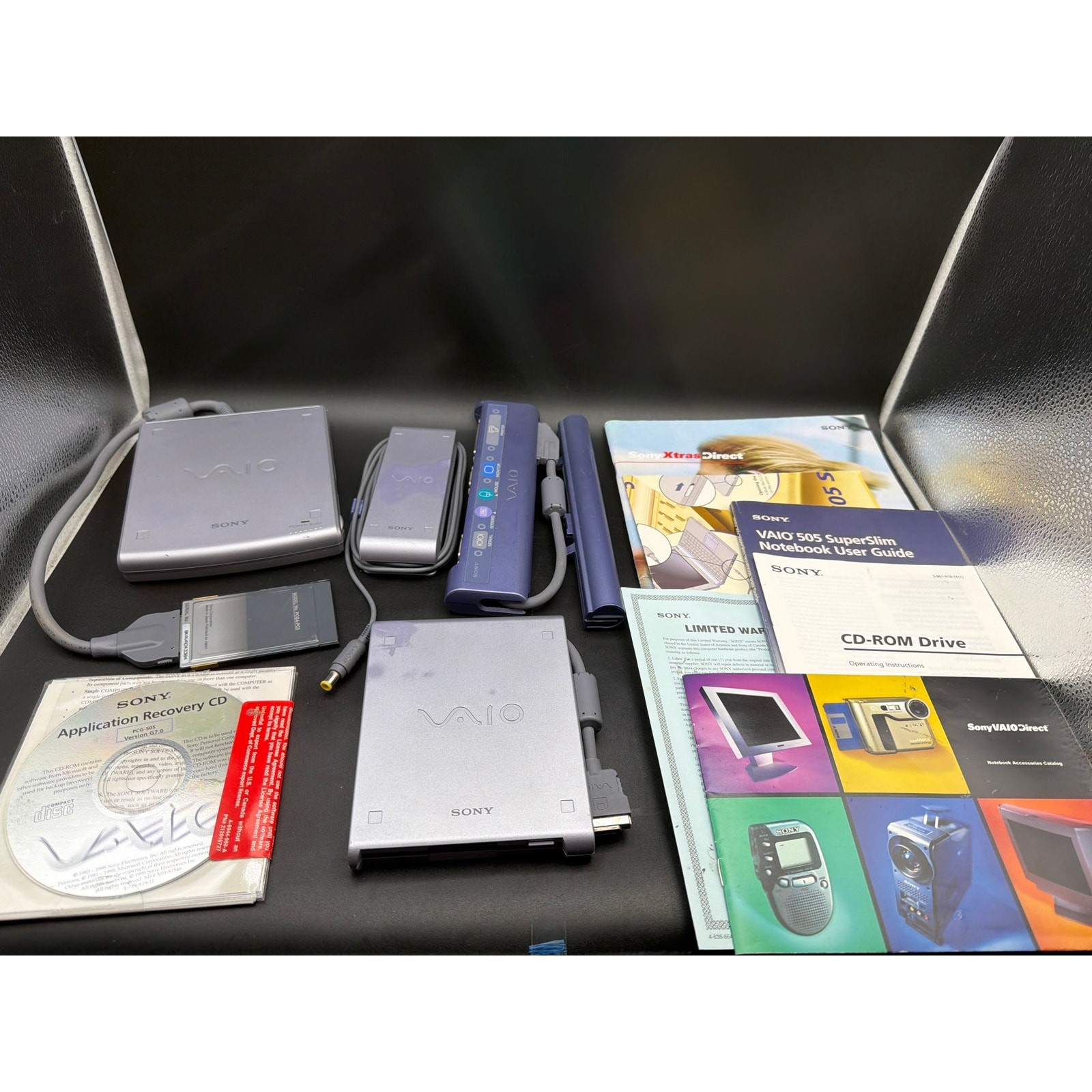 Sony VAIO 505 SuperSlim Accessories Lot CD-ROM Floppy AC Adapter Tested Works