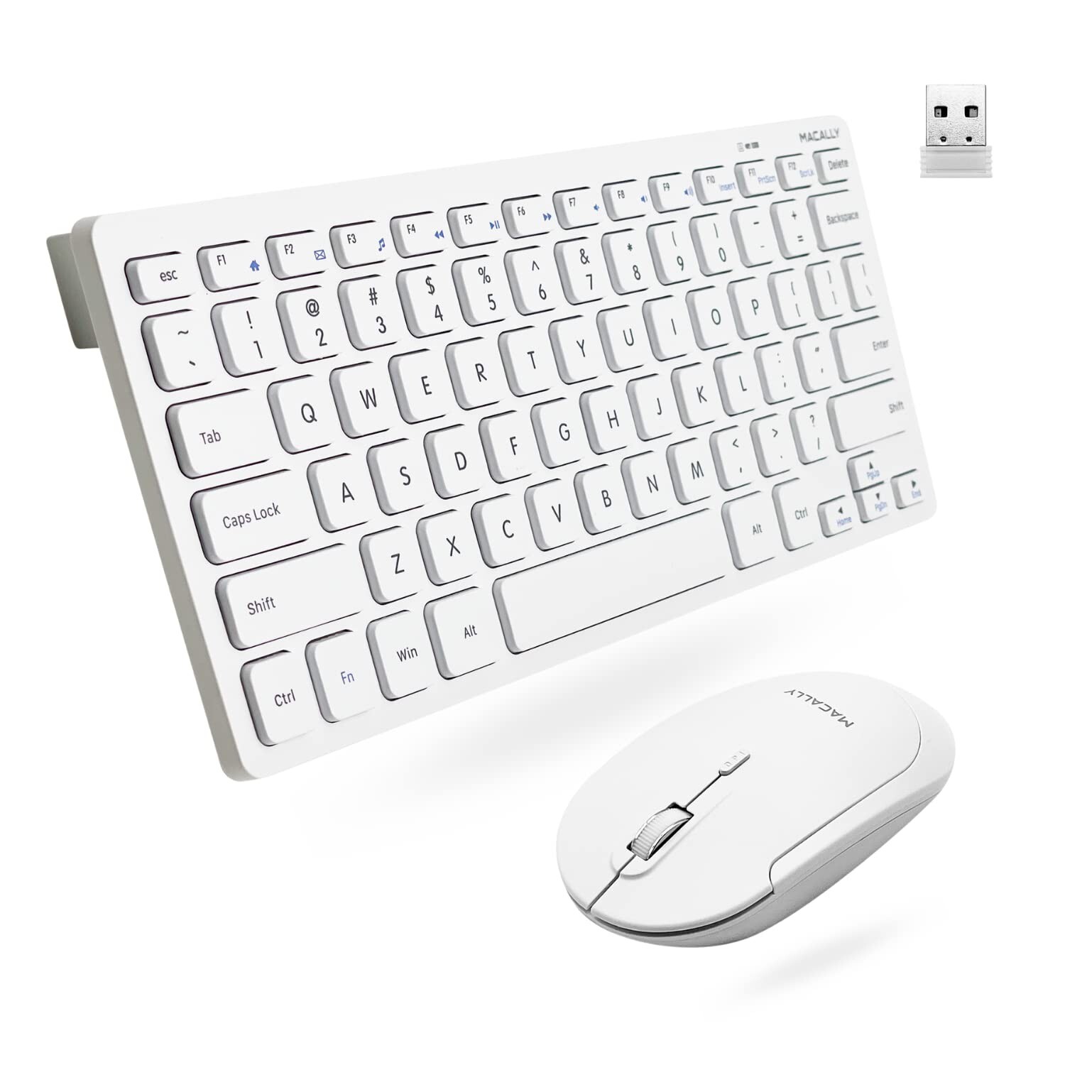 Macally Small Wireless Keyboard and Mouse Combo - Essential Work Duo - 2.4G W...