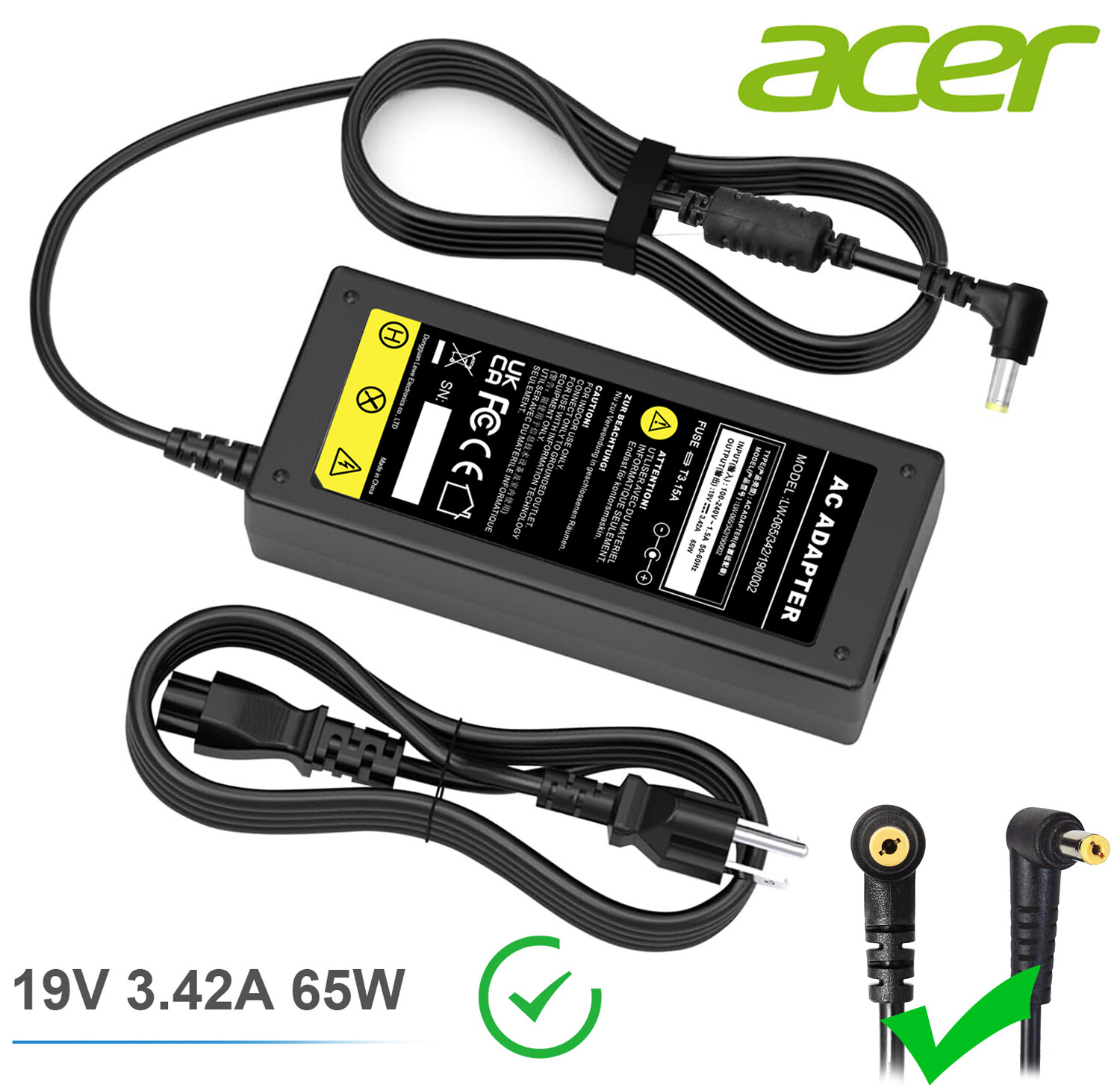 65W AC Adapter Cord Battery Charger For Gateway NE Series Laptop Power Supply