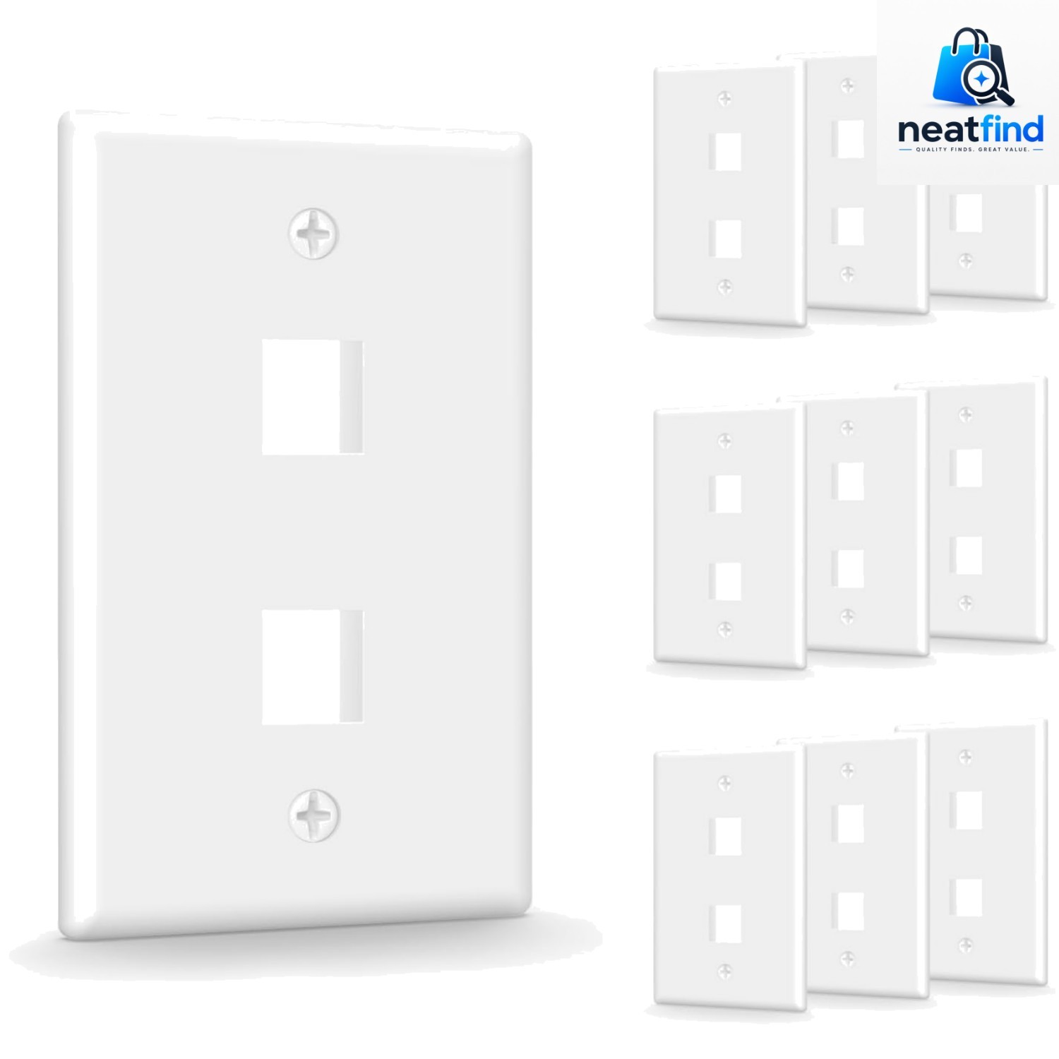 2-Port Keystone Wall Plate  Listed, White 10-Pack