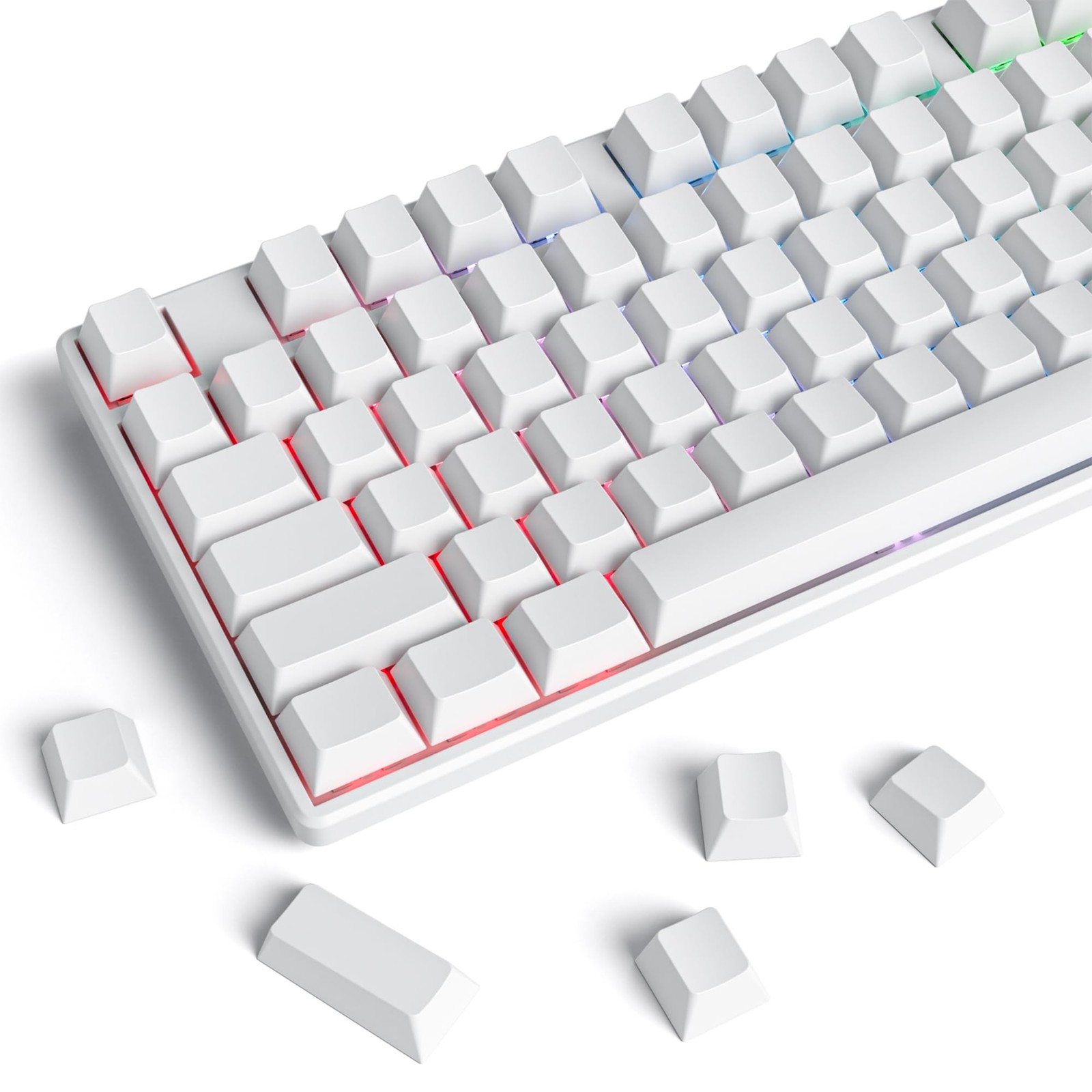 Blank Keycaps Thick PBT Cherry Profile 129 Keys Minimalist White Set Kit