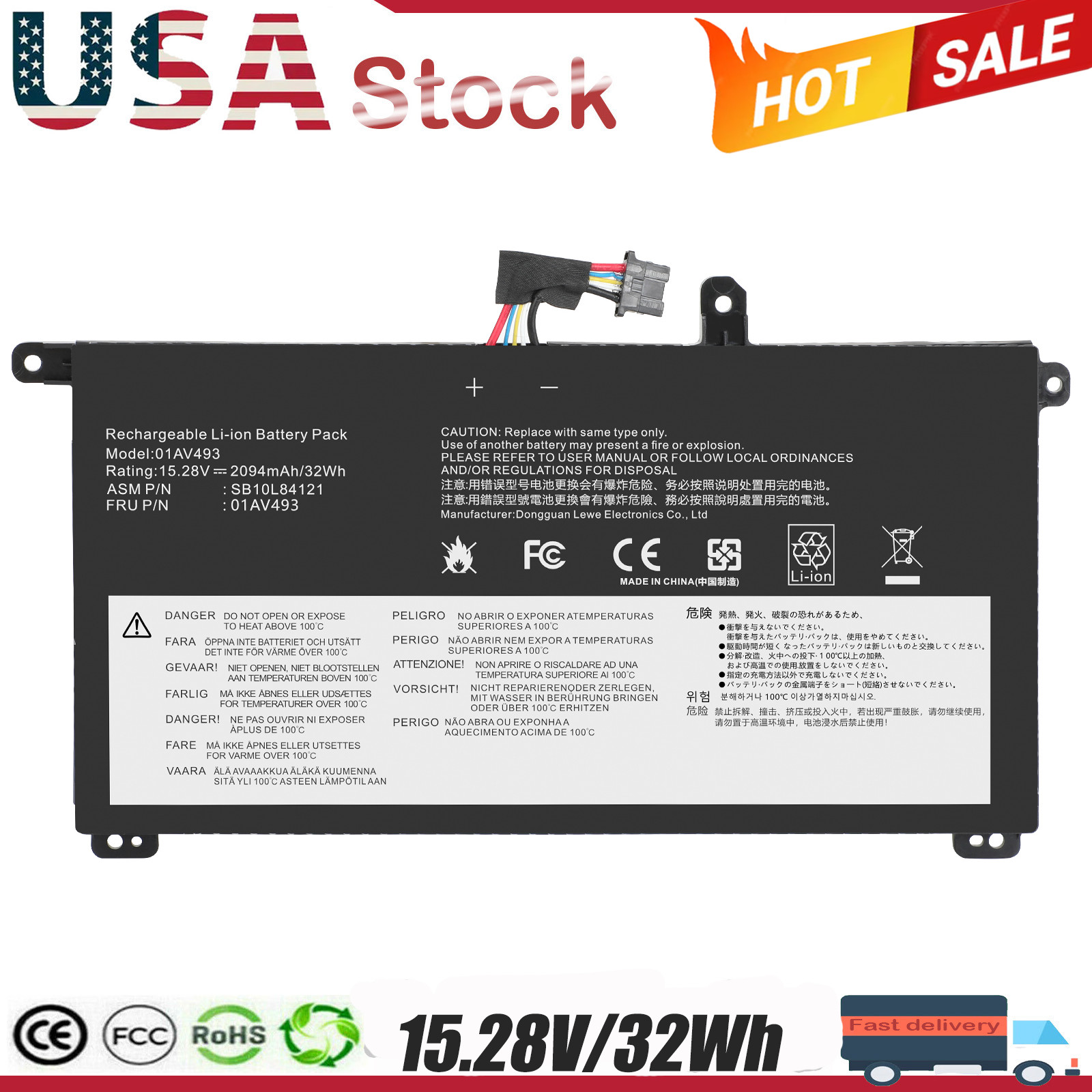 01AV493 00UR891 SB10L84122 Battery For Lenovo ThinkPad T570 T580 P51s P52s 32Wh