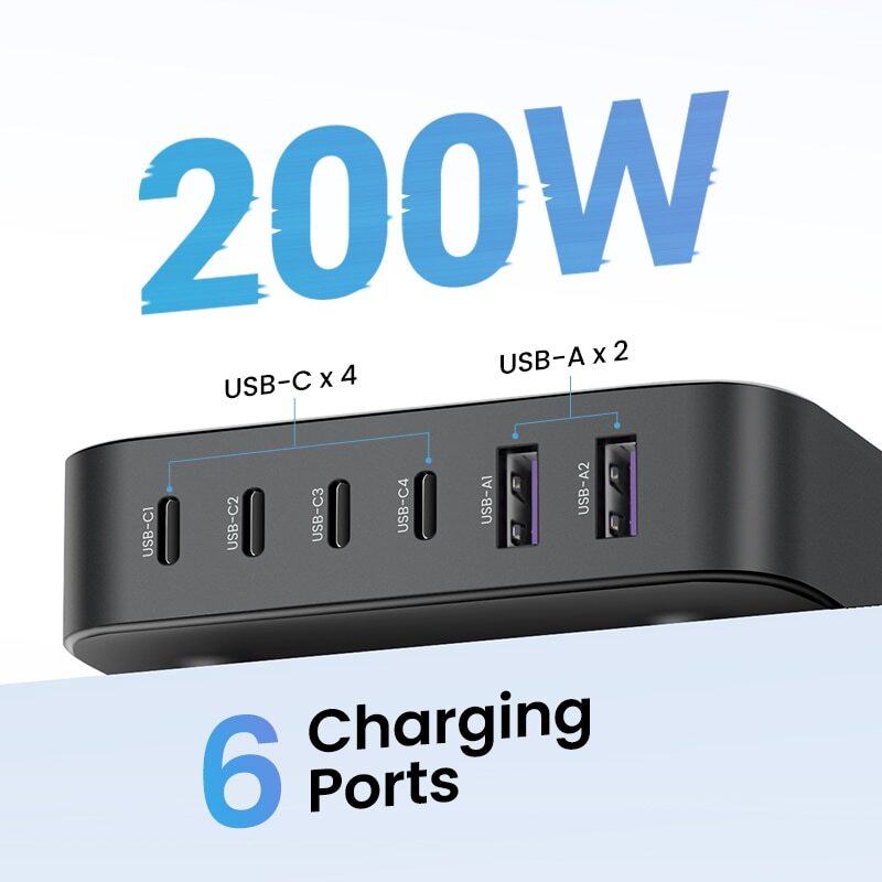 UGREEN 200W GaN PD Desktop Quick Charger For iPhone iPad Macbook Laptop Switch