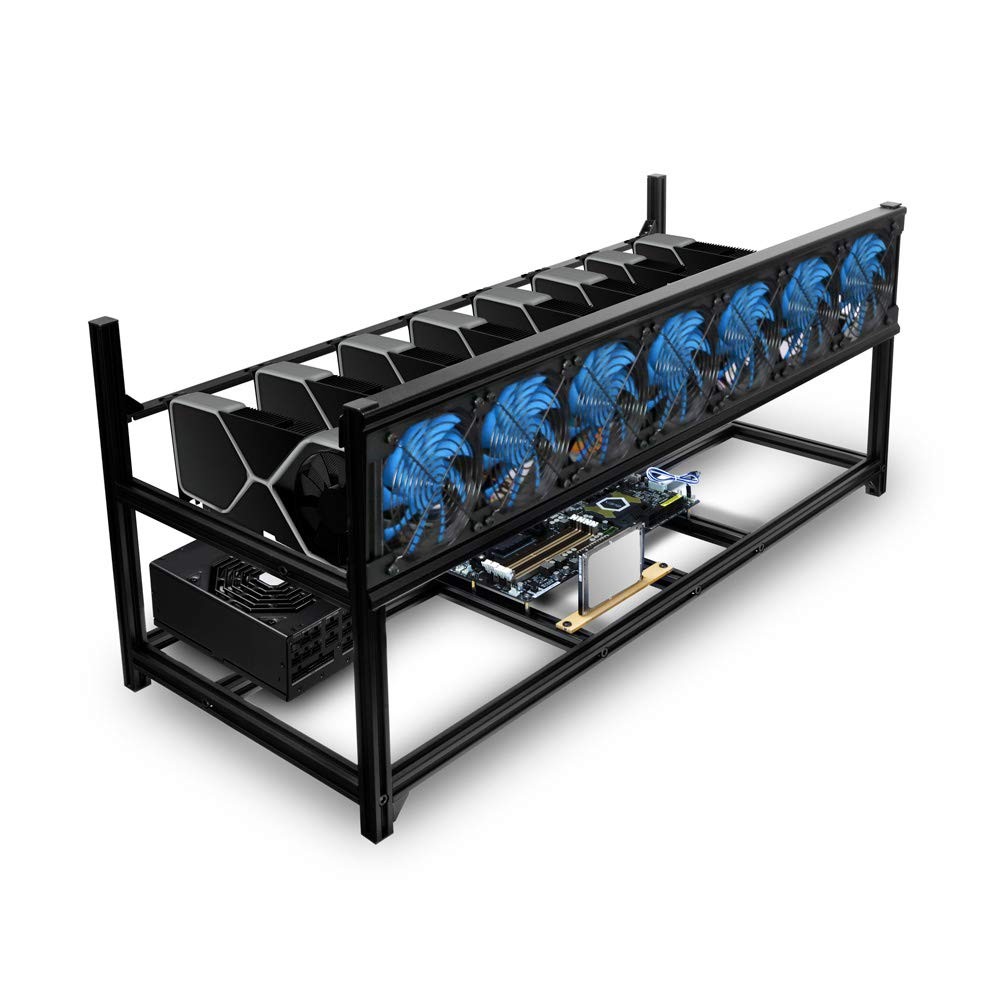Kingwin 8 GPU Miner Rig Case Frame – Premium Stackable Aluminum Mining Rig En...