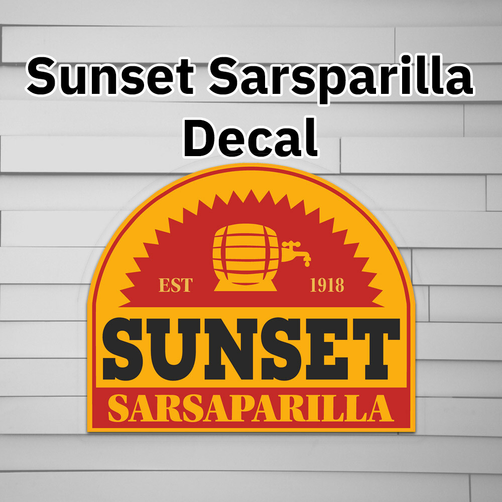 Sunset Sarsaparilla Cola Vinyl Decal (Sticker, nuka-cola, new vegas)