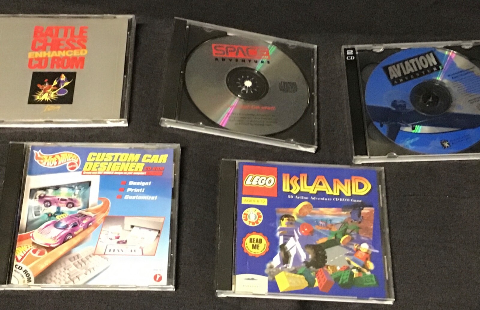 PC CD-ROM’s Games Boys Hot Wheels Designer LEGO Island Space Aviation Chess