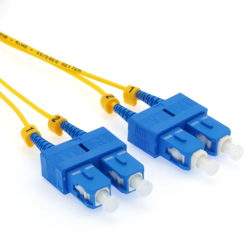 15 Pack of 2m SC/UPC-SC/UPC Singlemode Simplex 1.6mm Slim Fiber Optic Patch Cabl