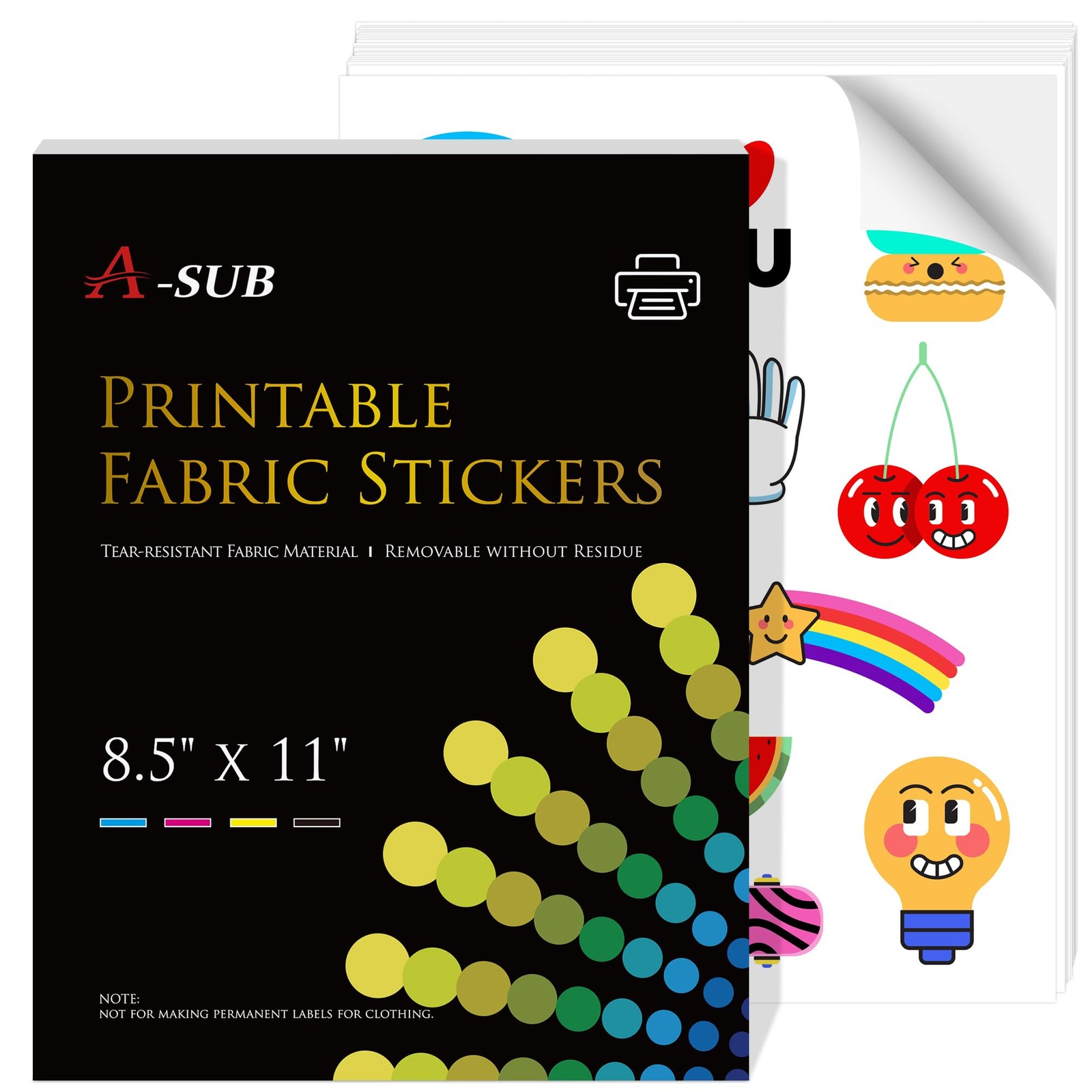 Printable Fabric Sticker Paper for Inkjet Printers, 8.5x11 Inches Matte White...