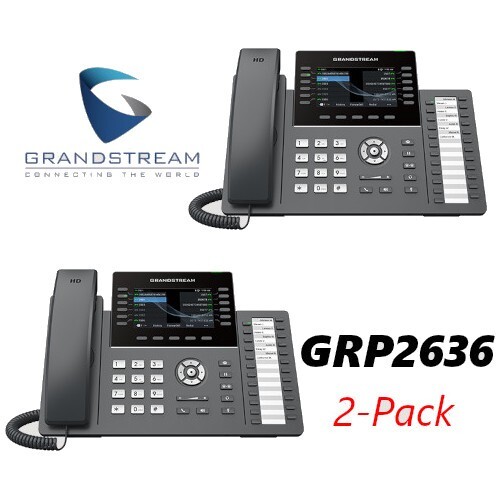 2 Grandstream GRP2636 12-Line 6 SIP IP Phone Color Screen Dual Gigabit Lot