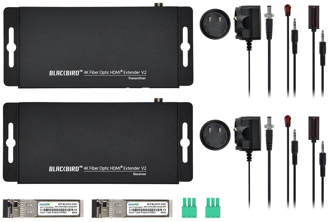 Blackbird 4K Fiber Optic HDMI Extender 3300 feet Transmitter RS-232