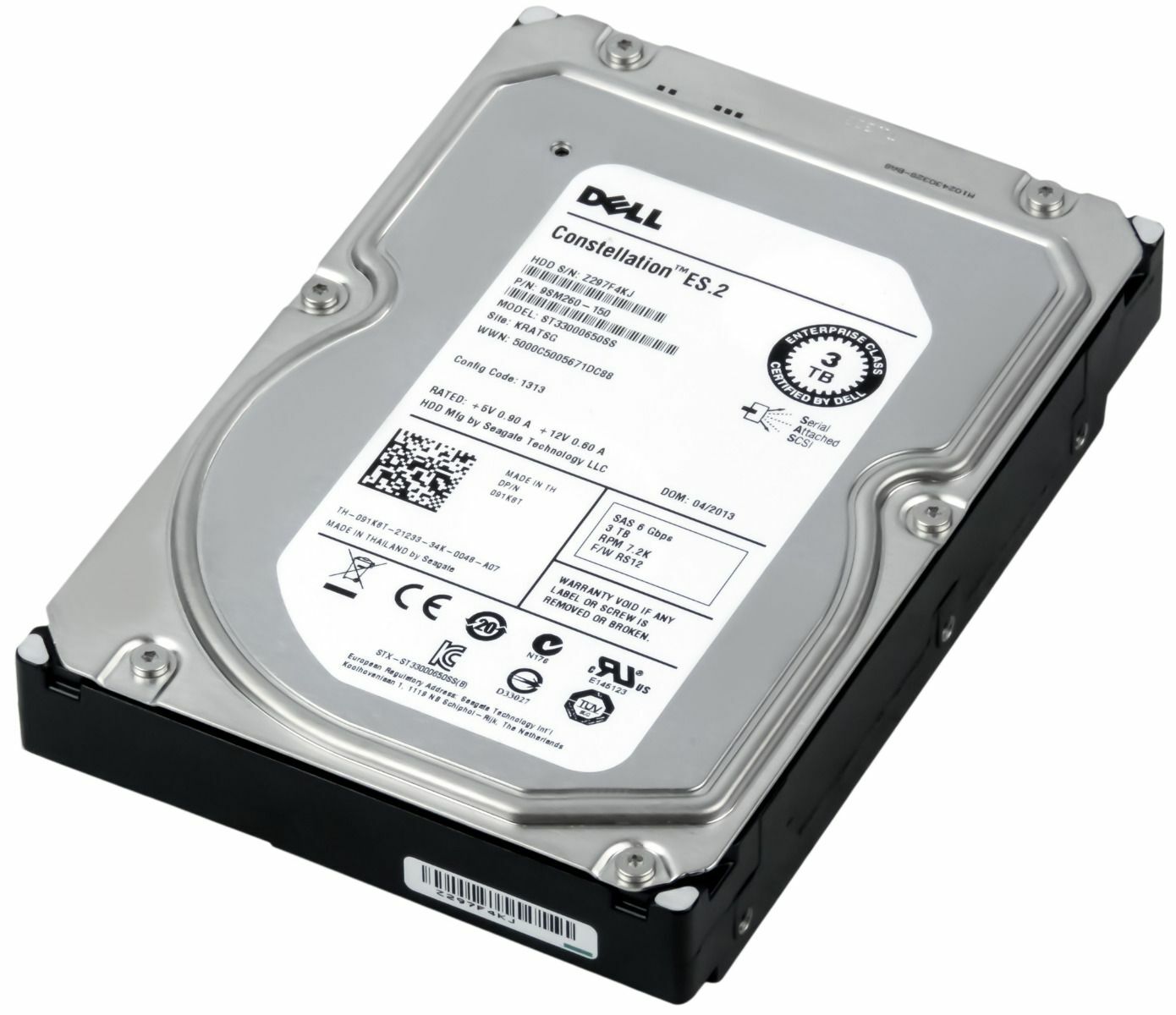 HARD DRIVE DELL Constellation ES.2 091K8T 3TB 64MB SAS 7200RPM 64MB 3.5"