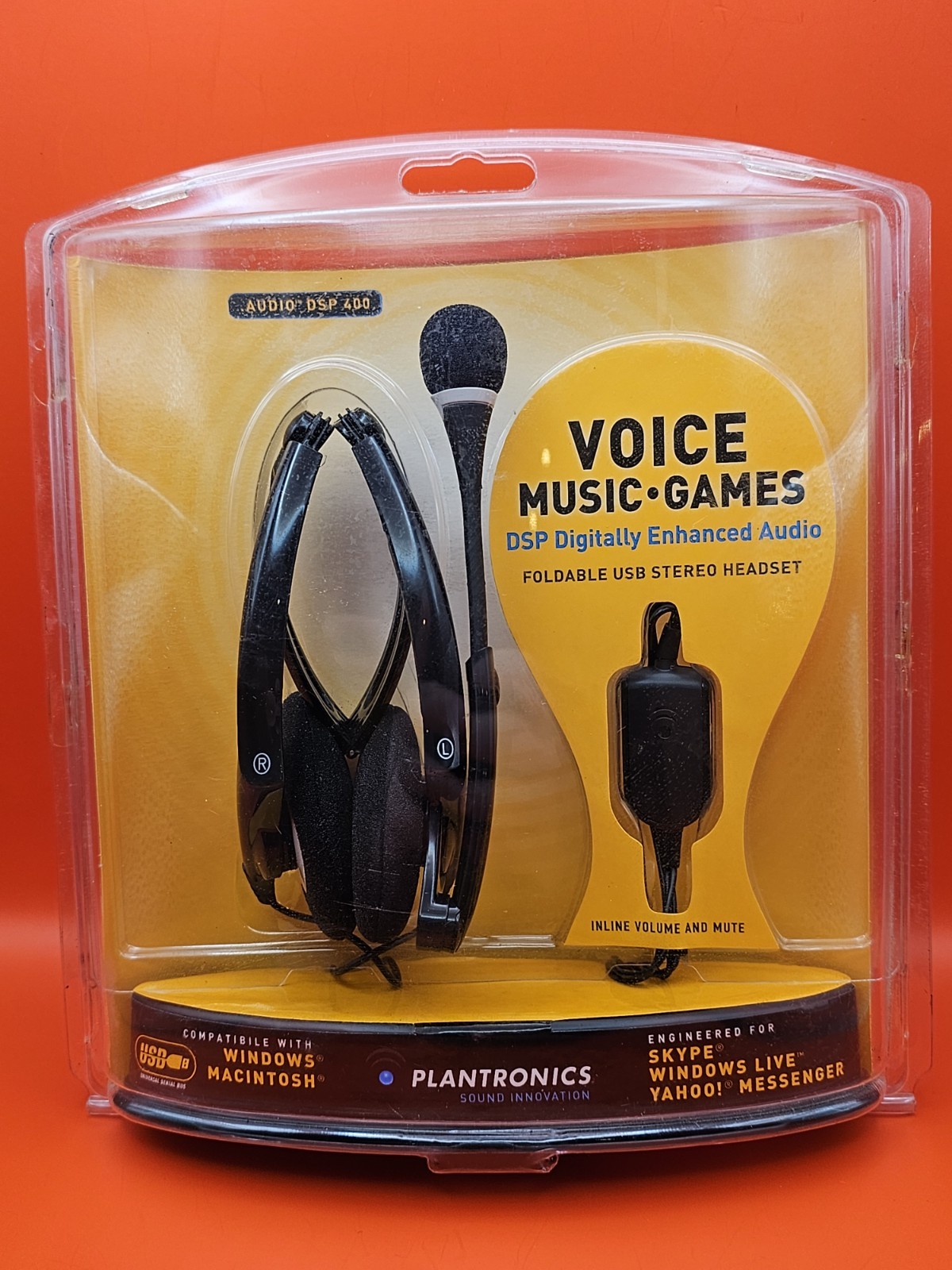 Plantronics DSP-400 Digitally Enhanced USB Foldable Stereo Headset Gaming New