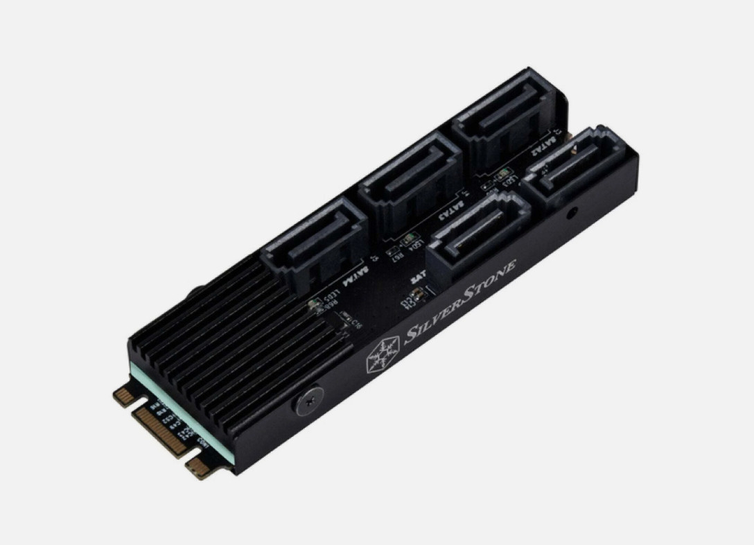 SilverStone ECS07 5-Port SATA Gen3 6Gbps Non-RAID M2 PCIe Storage Expansion Card