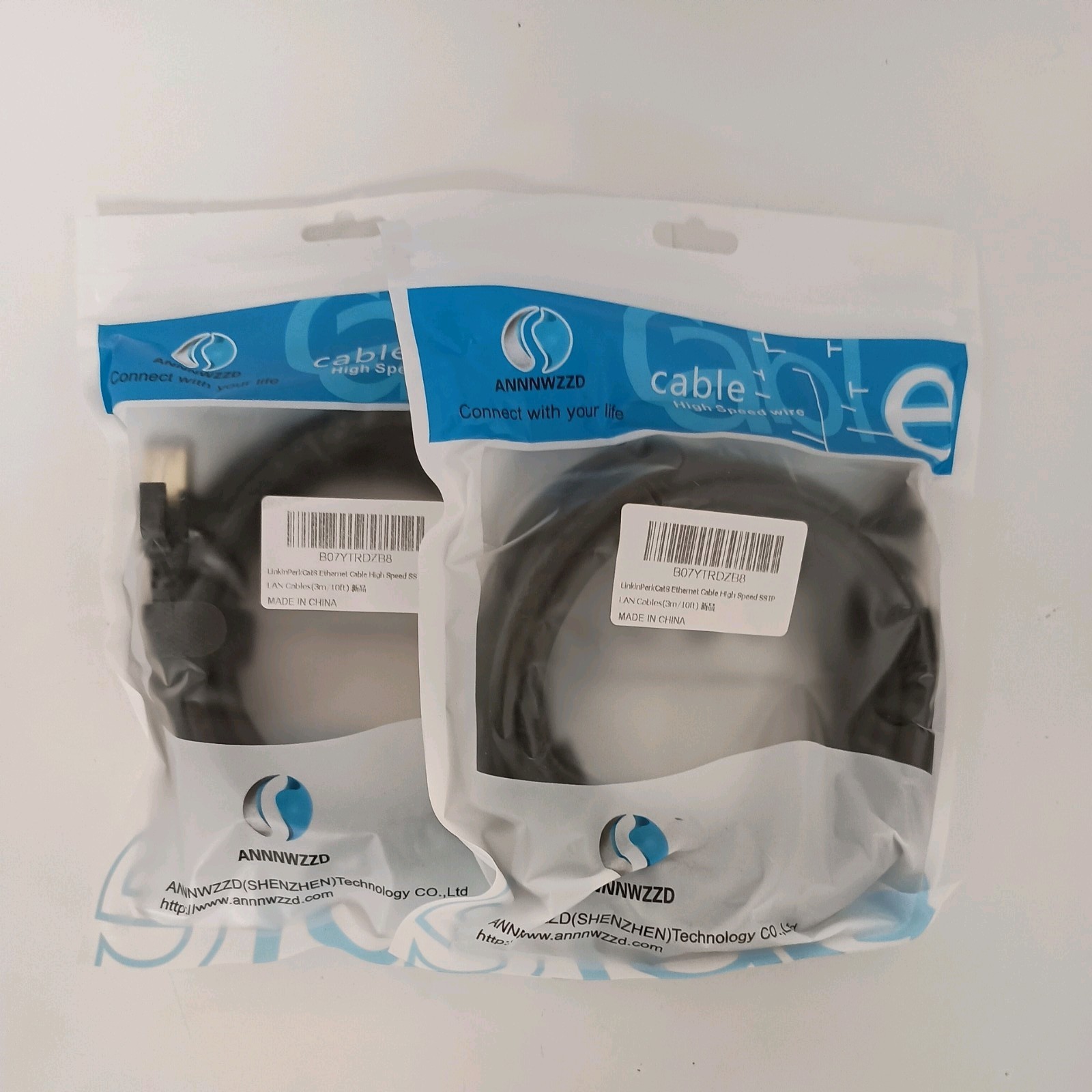 2Packs CAT 8 Ethernet Cable Flat LAN Network Cable High Speed 26AWG Patch 9'