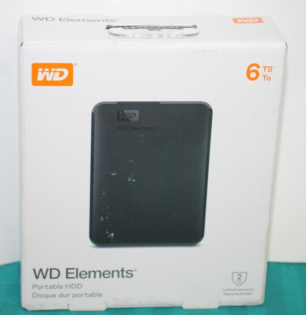 WD 6TB Elements Portable External Hard Drive USB 3.2 /USB 3.0 WDBHJS0060BBK NIB