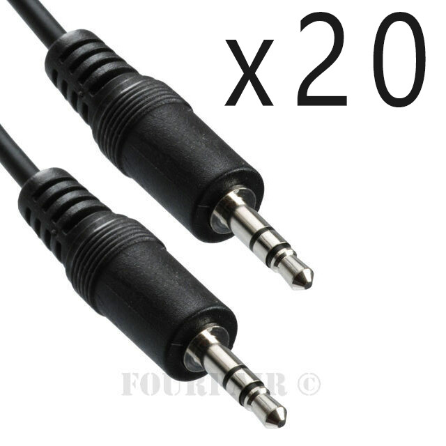 20 Pack Lot - 25ft 1/8" 3.5mm Audio Headphone Male Stereo Cable M/M MP3 Aux PC