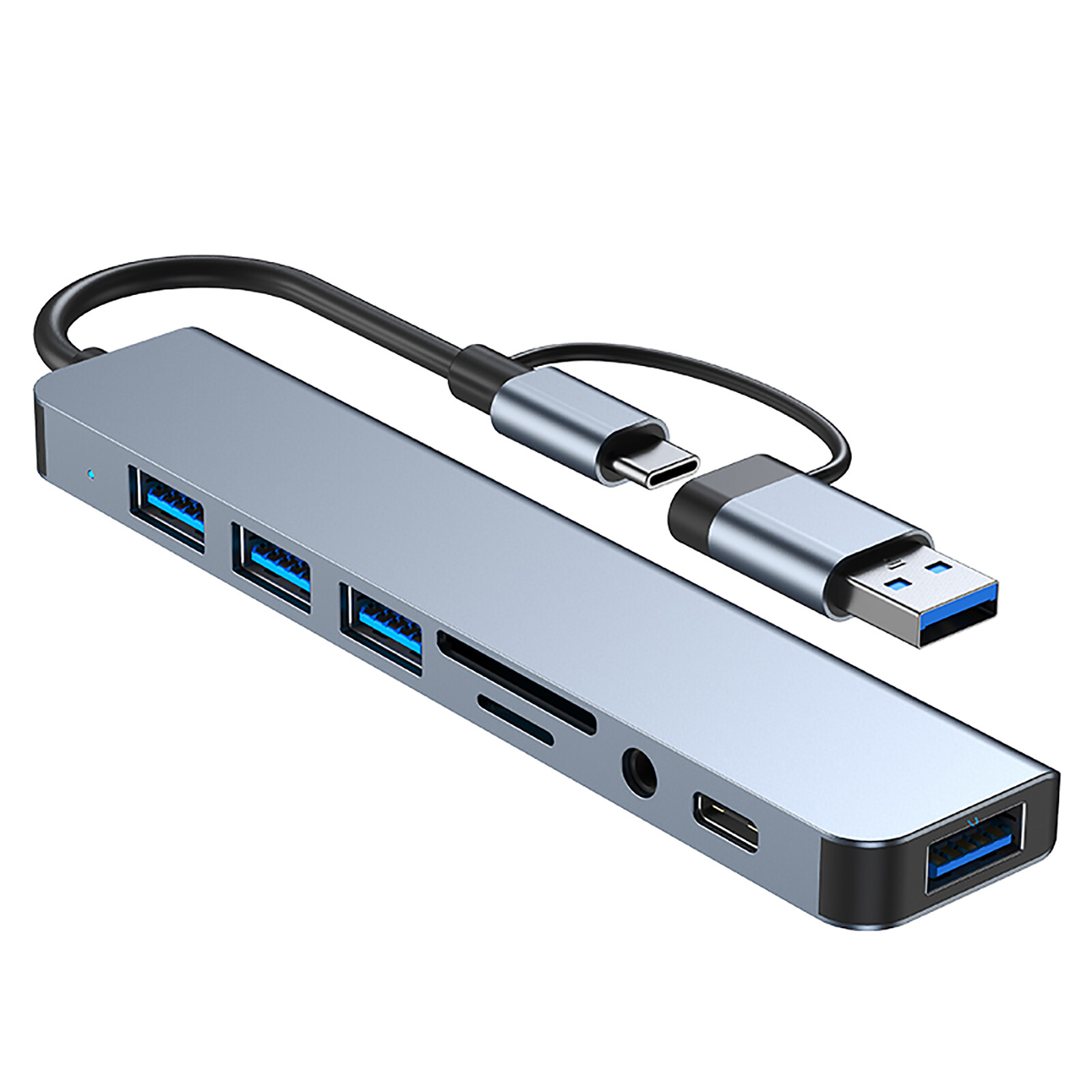 CAMVATE USB-C USB-A 8 in 2 Docking Station w/ 3.5mm Audio & SD Card Reader fr PC