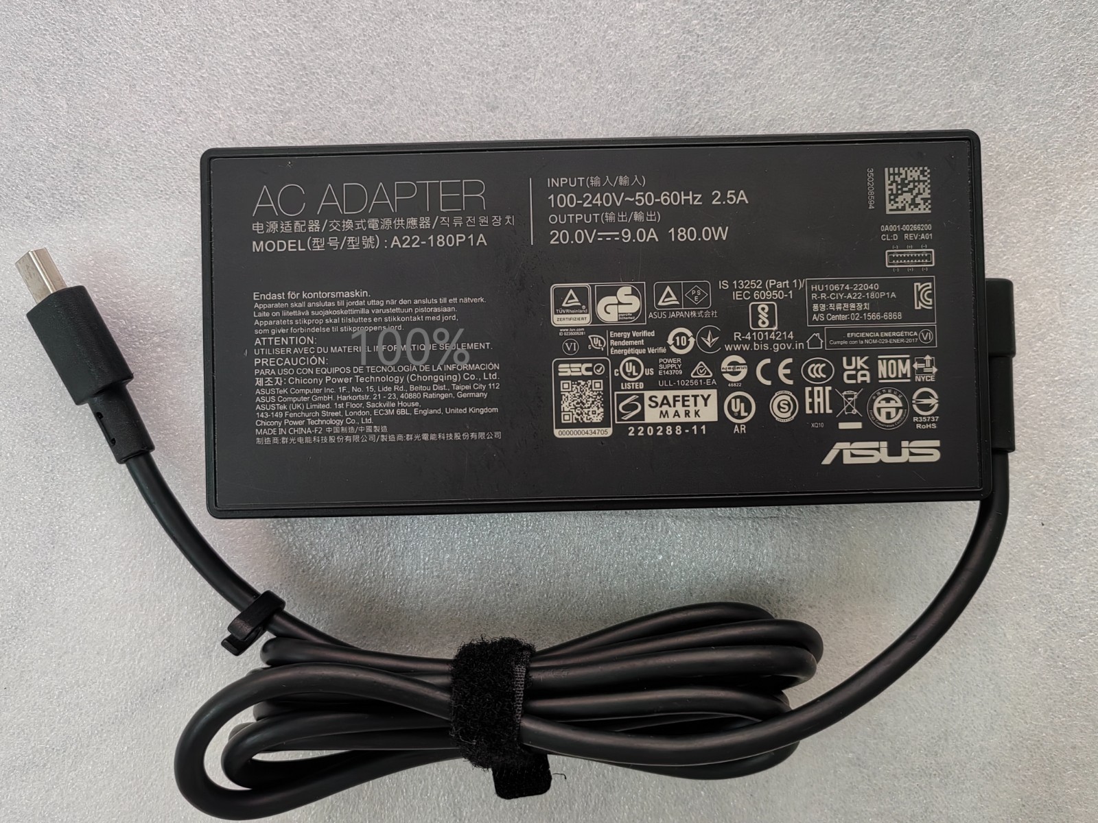 A22-180P1A For ASUS Rectangle Conn 180W 20V 9A 0A001-00266200 AC Adapter Genuine