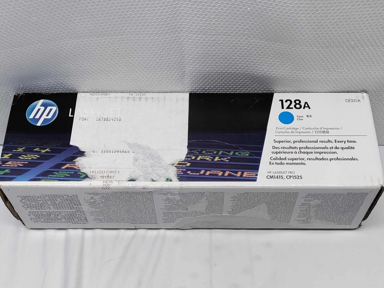 Genuine Hewlett Packard HP 128A CYAN Standard Yield Toner Cartridge (CE321A)