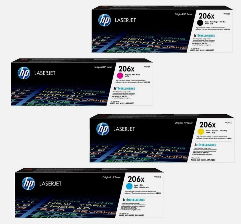Genuine HP 206X High Yield Toner Set W2110X W2111X W2112X W2113X M283fdw