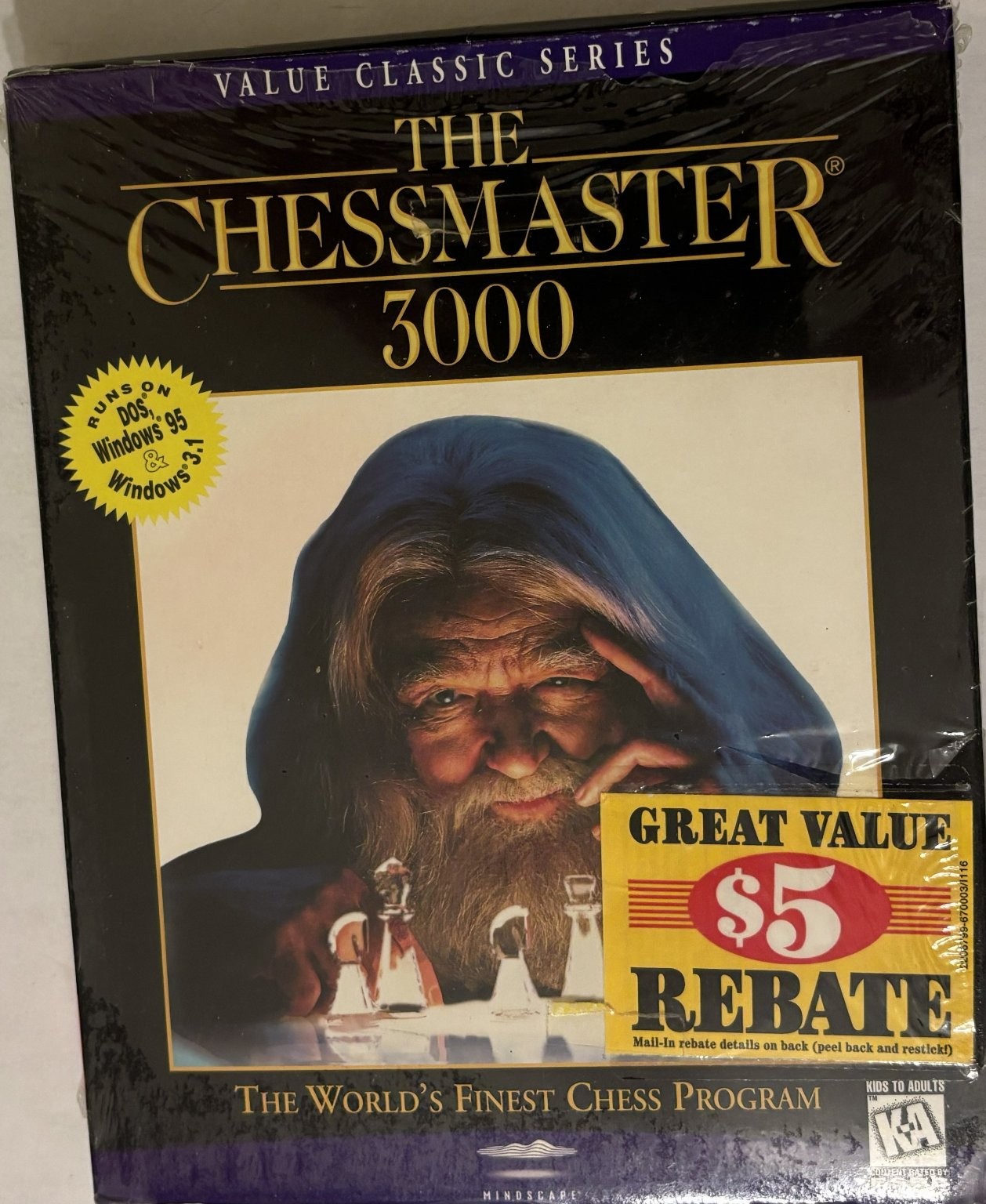 Chessmaster 3000 PC Game DOS Windows 3.1 95 Mindscape Value Classic Series New