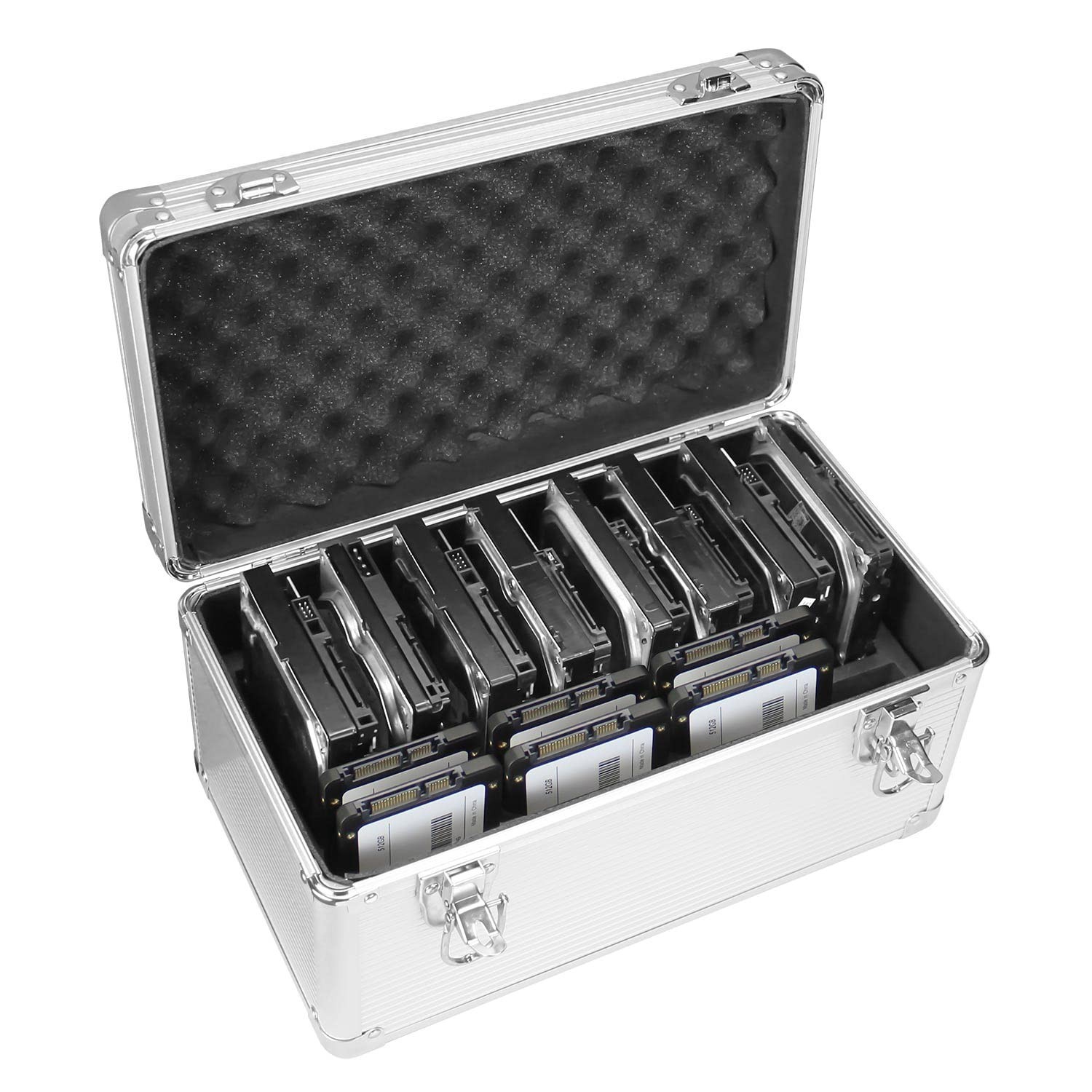 GLOTRENDS B86 14-Slot Storage Box for 2.5/3.5 Inch Internal Hard Disk, Portab...