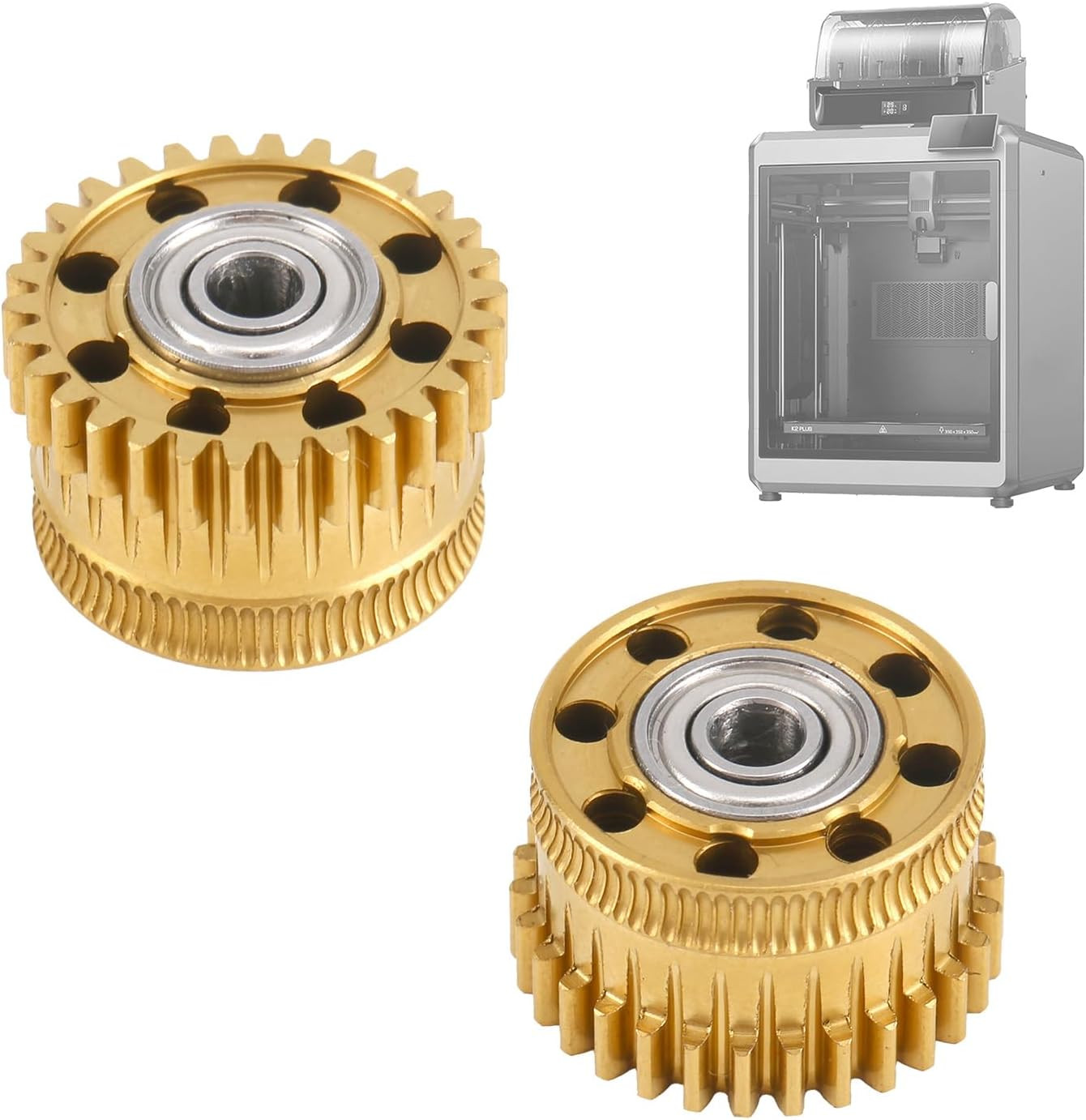 2Pcs Upgrade K2 plus Extruder Gear for Creality, Carbonized Steel with Nano Coat